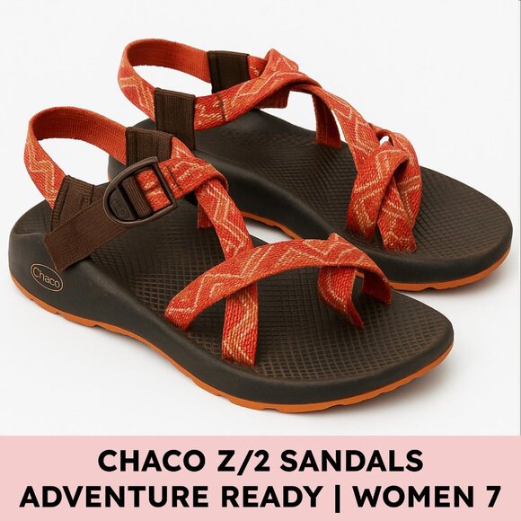 Chaco Z/2 Classic Sandals Red Chevron Strap Outdoor Hiking Women’s 7 Waterproof - Picture 1 of 13
